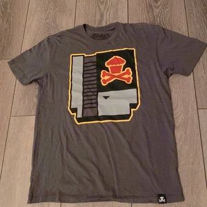 Charcoal grey large Johnny Cupcakes “retro game” shirt